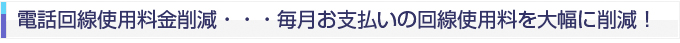 電話回線使用料金削減、毎月お支払いの回線史使用料金を大幅に削減